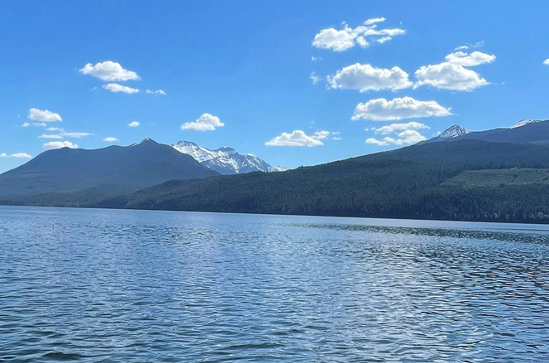 lake mountain sky clouds BC